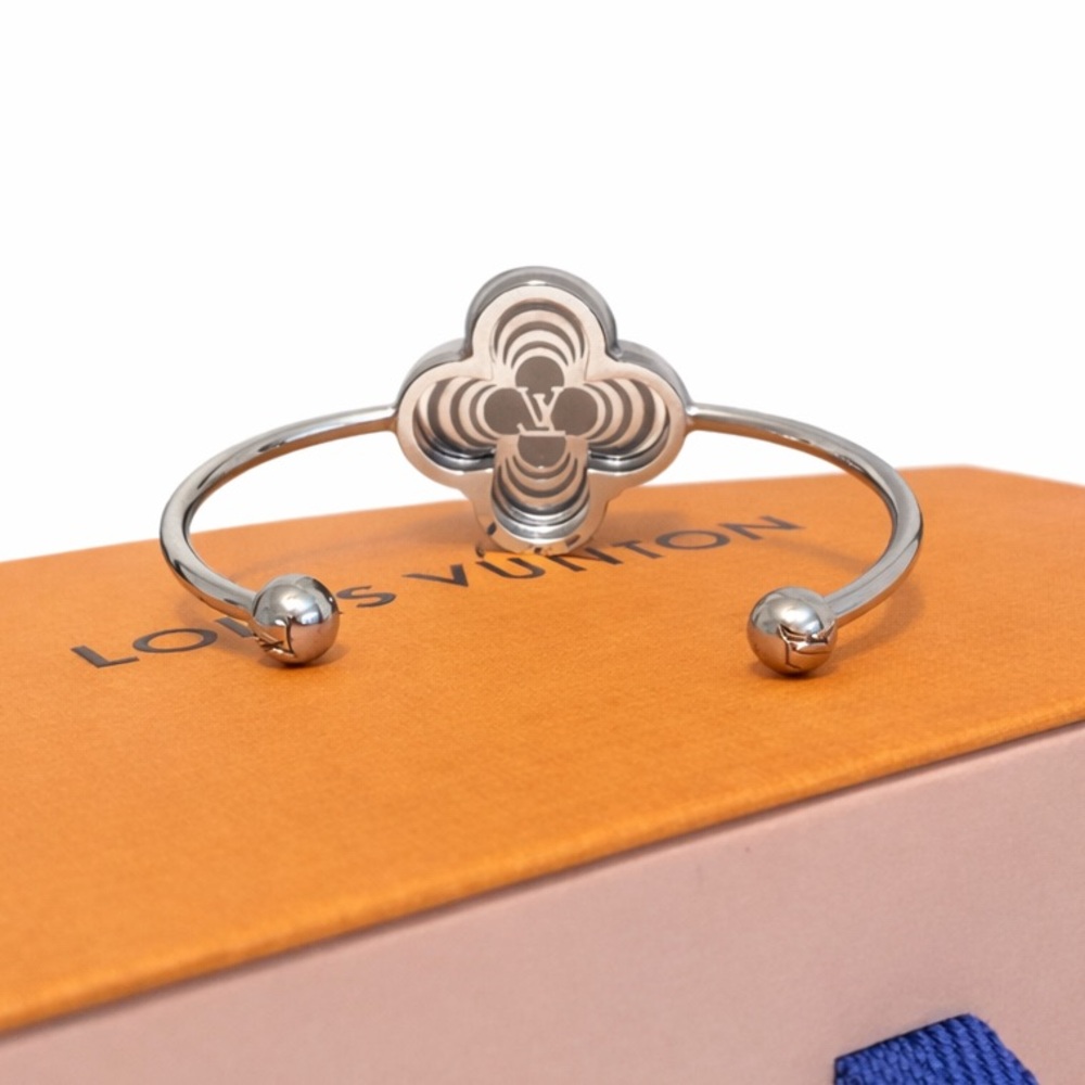 Louis Vuitton • LV “Idylle Blossom” Flower Silver Tone Slim Cuff Bracelet w/Box - Picture 11 of 14